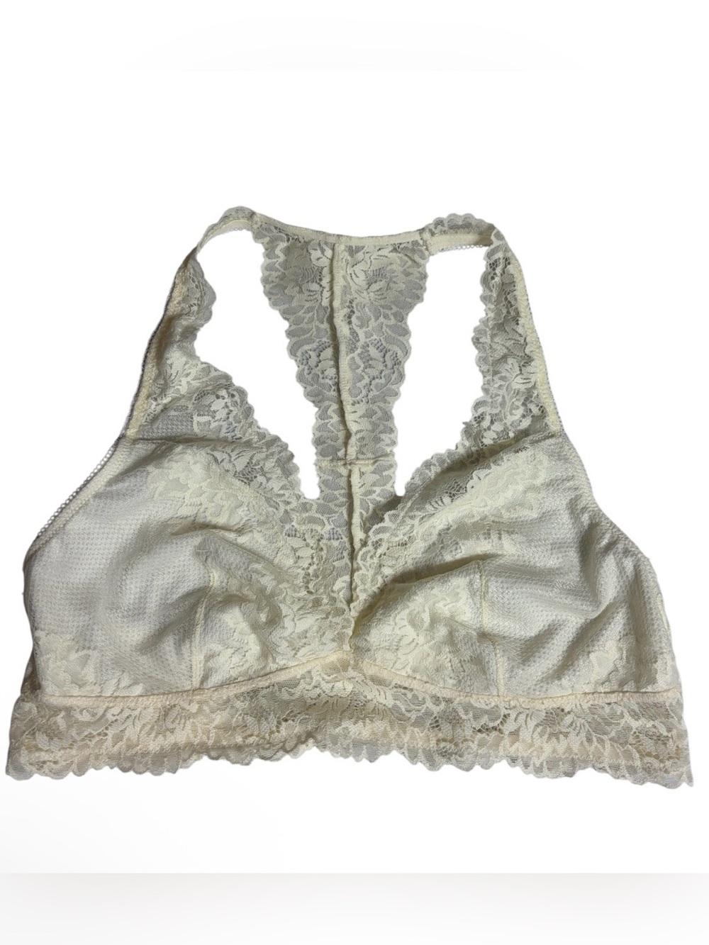 Cream lace racer back bralette size L